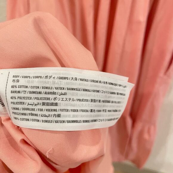 Abercrombie Emerson Poplin Puff Sleeve Midi Dress Peach Large Tall NWOT Romantic - Picture 8 of 11